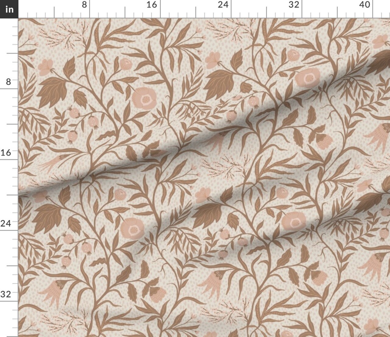 Vintage Rustic Botanical Vine Neutral Earth Tones Custom Printed Fabric by Spoonflower Various Fabrics by the Yard or Fat Quarter